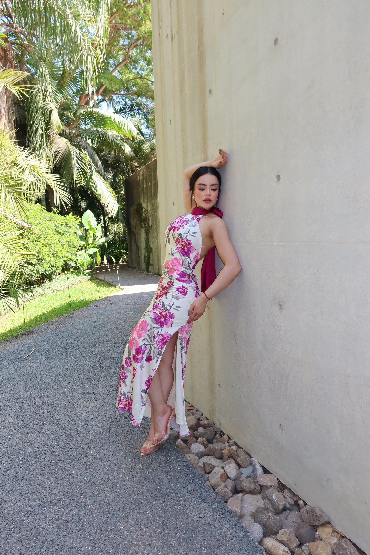 Vestido blanco estampado flores