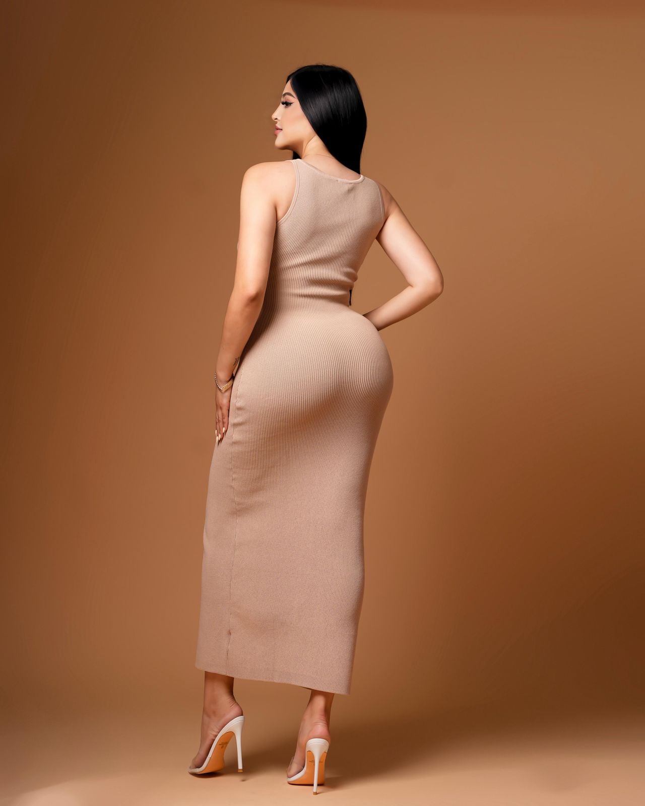 Vestido largo beige