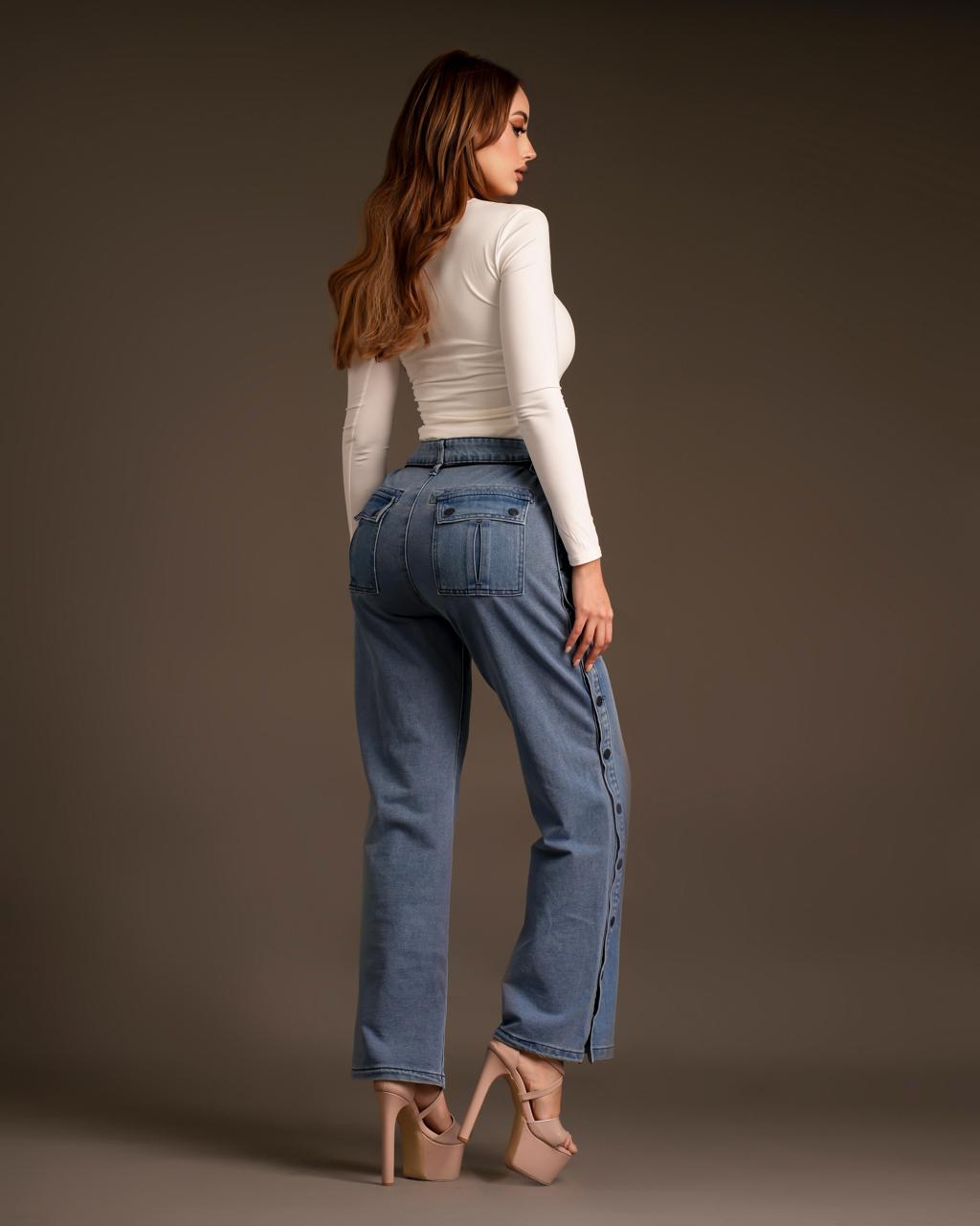 Pantalon button black