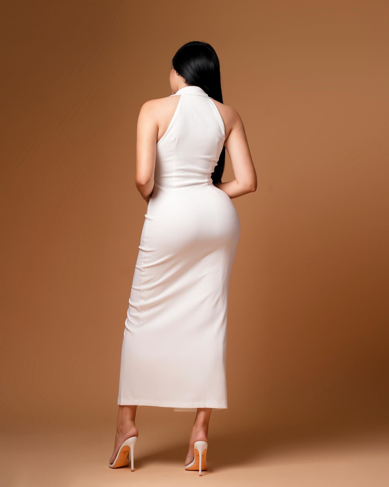 Vestido blanco largo botones