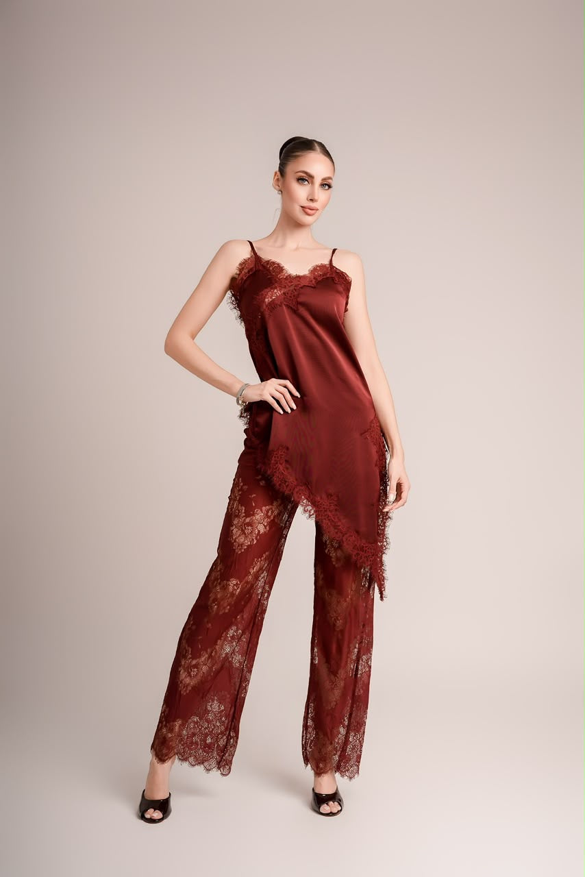 Set burgundy lace
