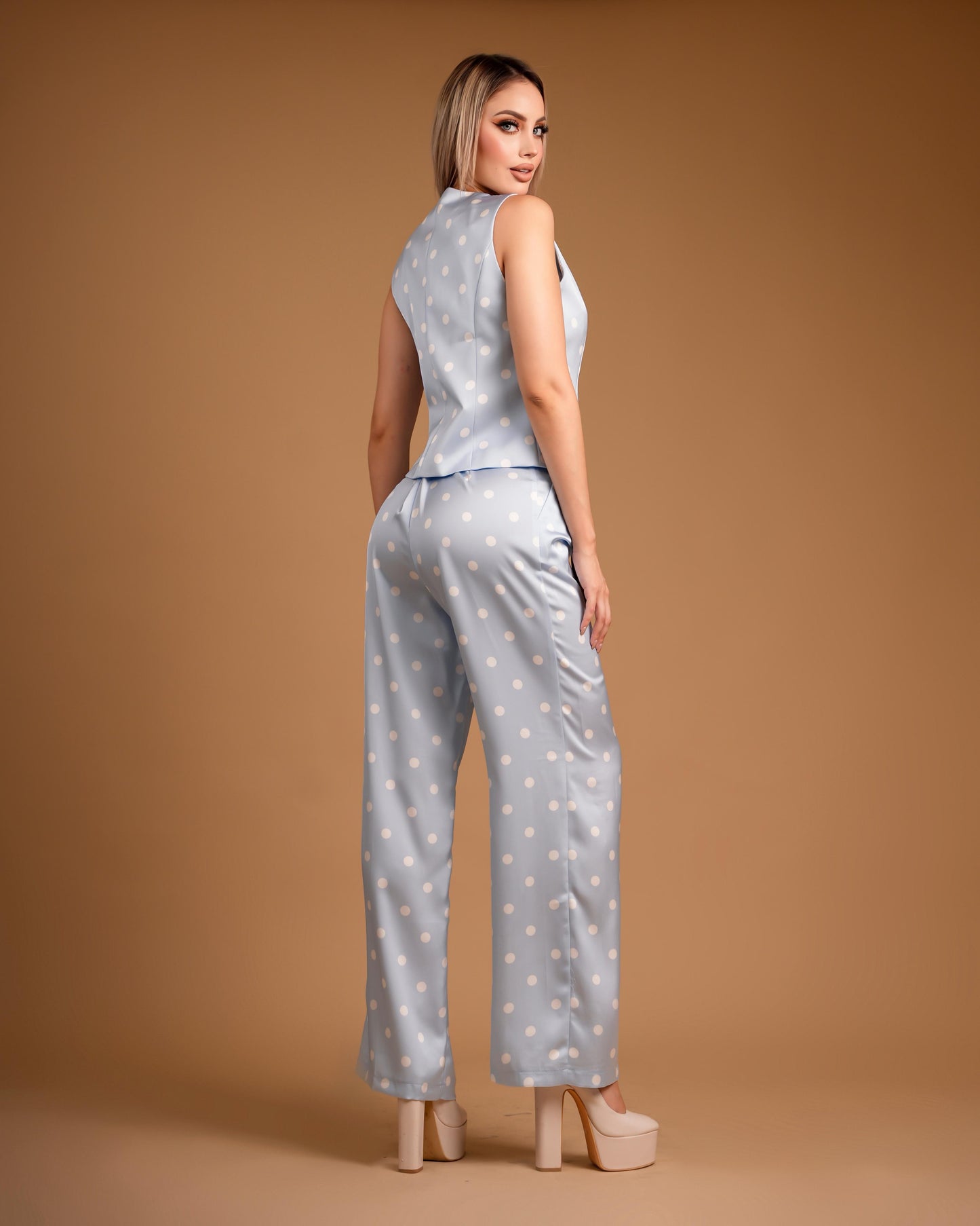 Set de pantalón azul con boleado