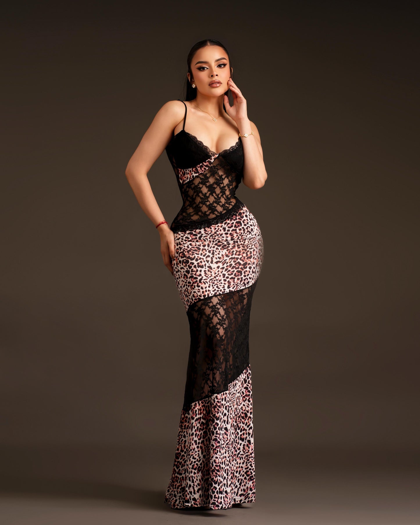 Vestido maxi animal print