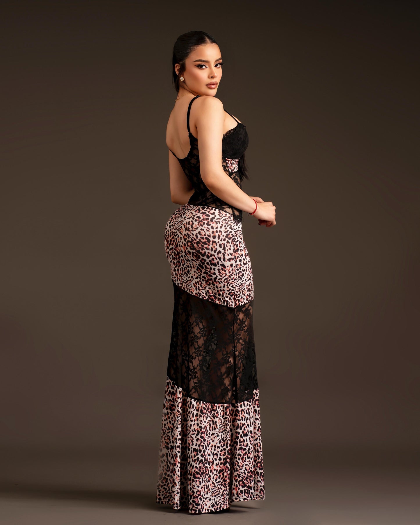 Vestido maxi animal print