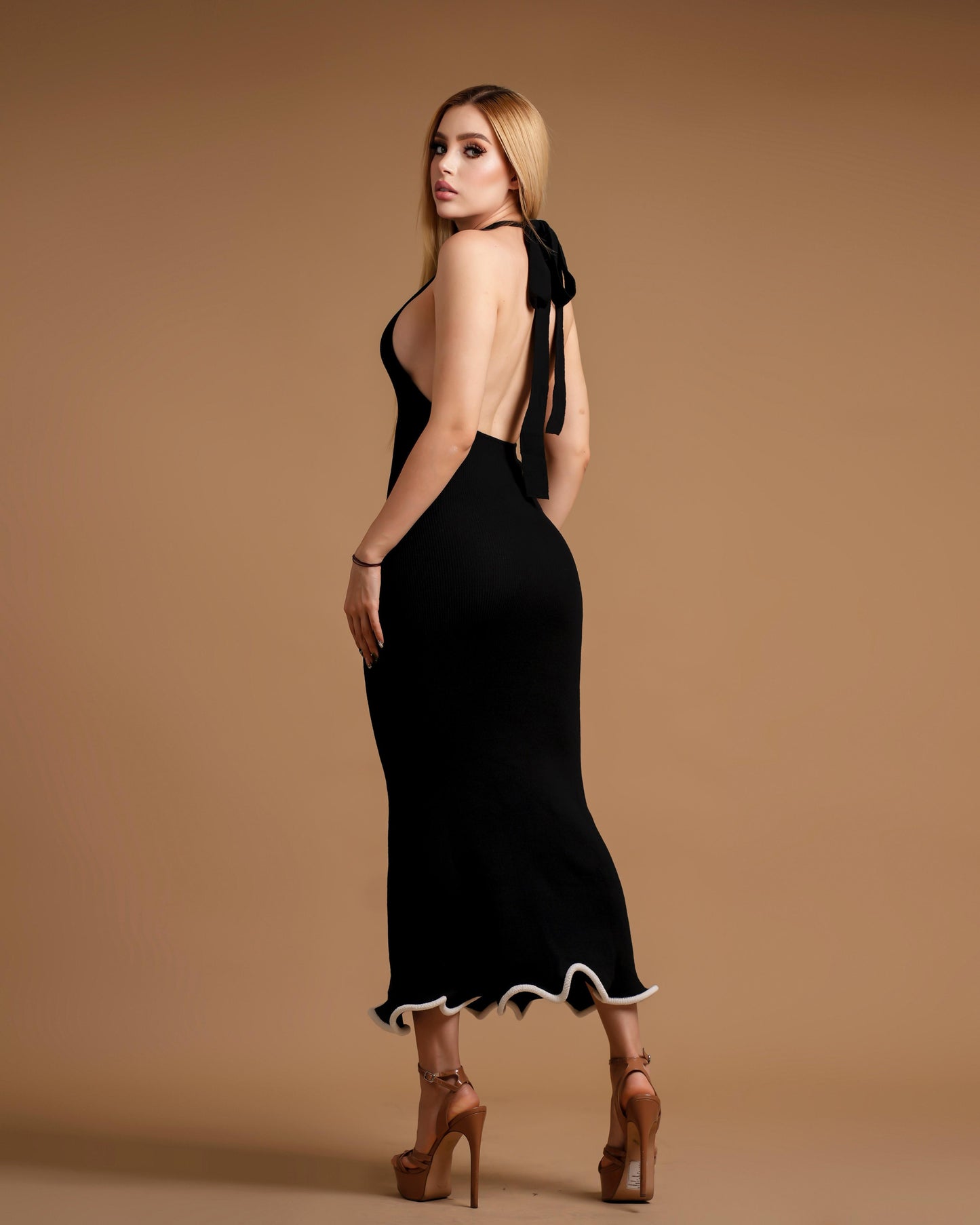 Vestido long halter black