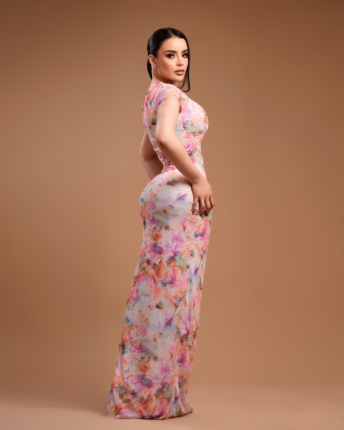 Vestido largo multi flores
