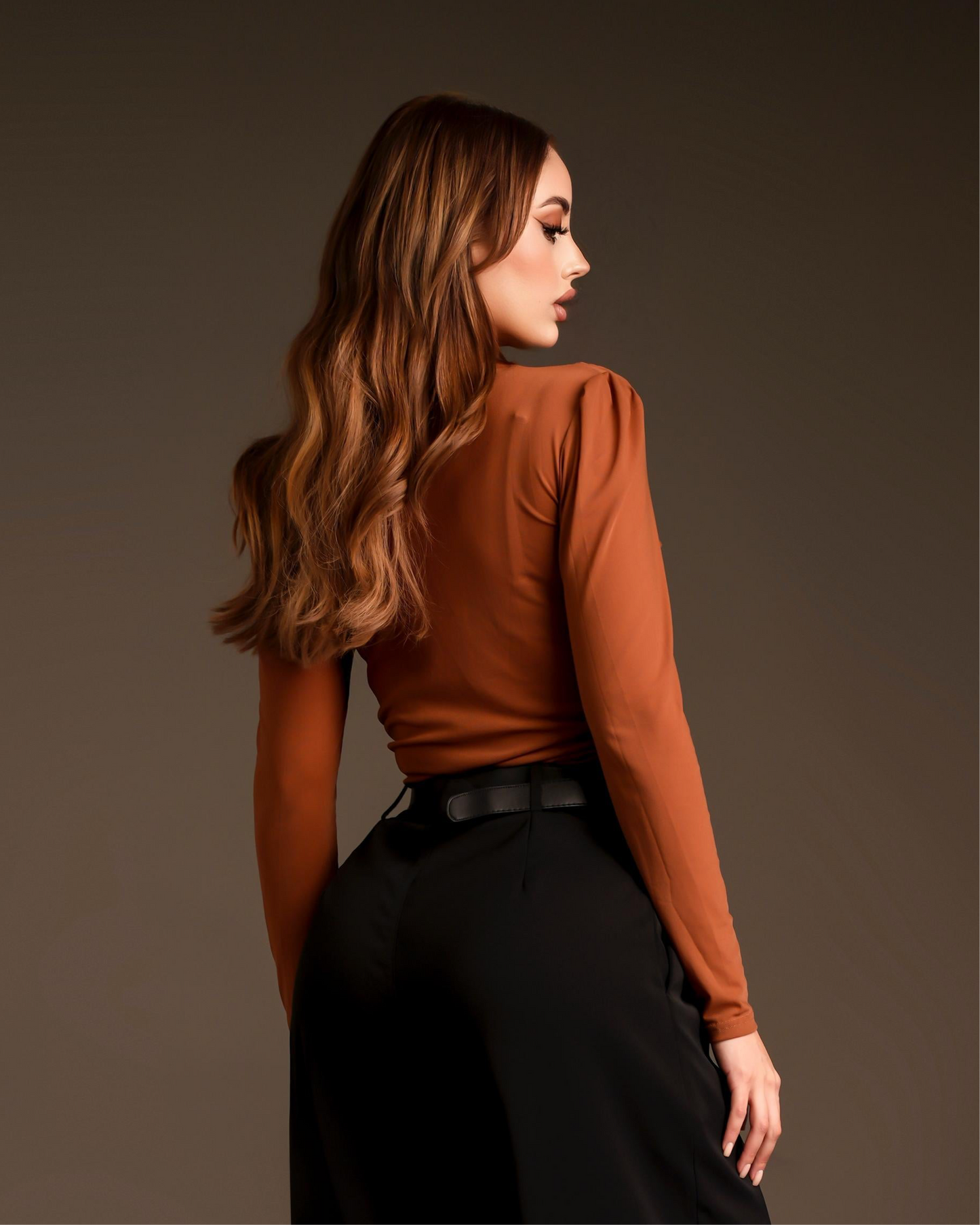 Blusa bow tie brown