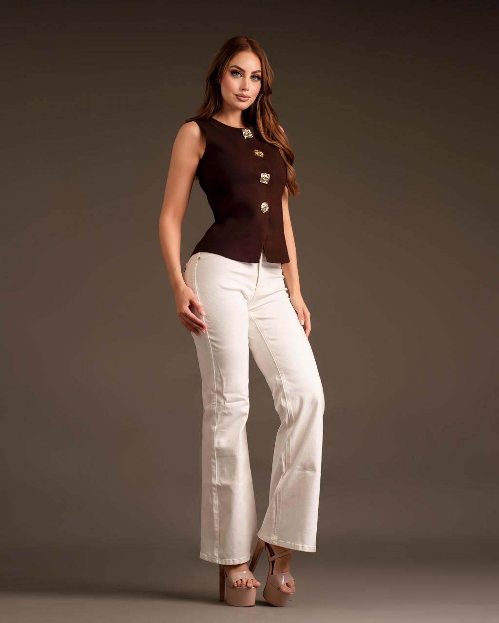 Pantalon flared white