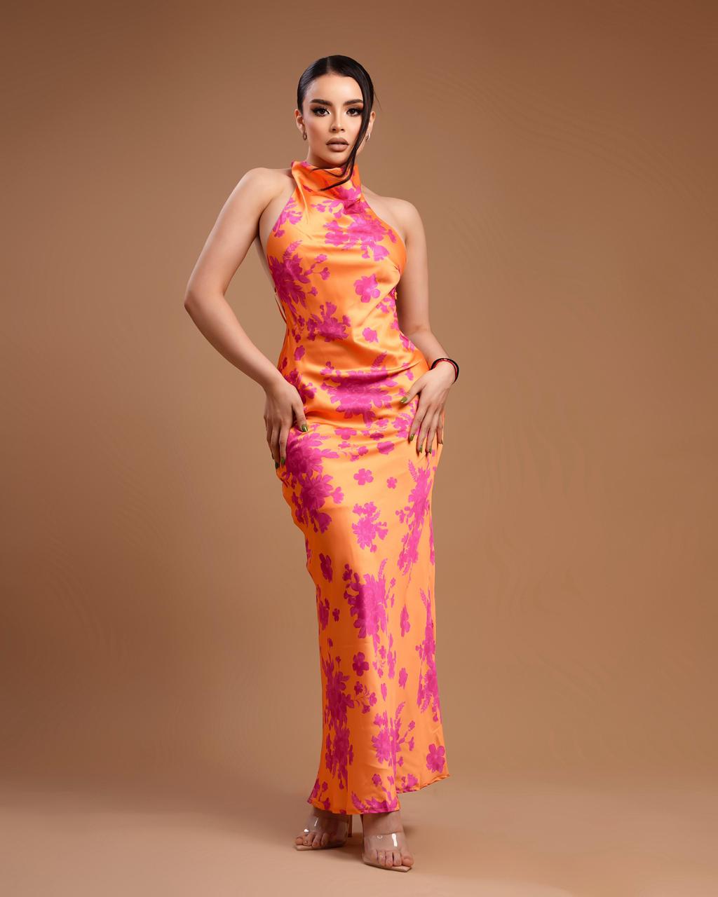 Vestido largo naranja