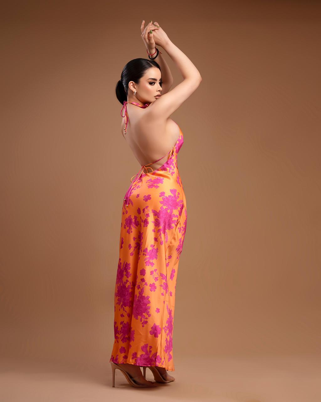 Vestido largo naranja