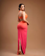 Vestido rosa con naranja