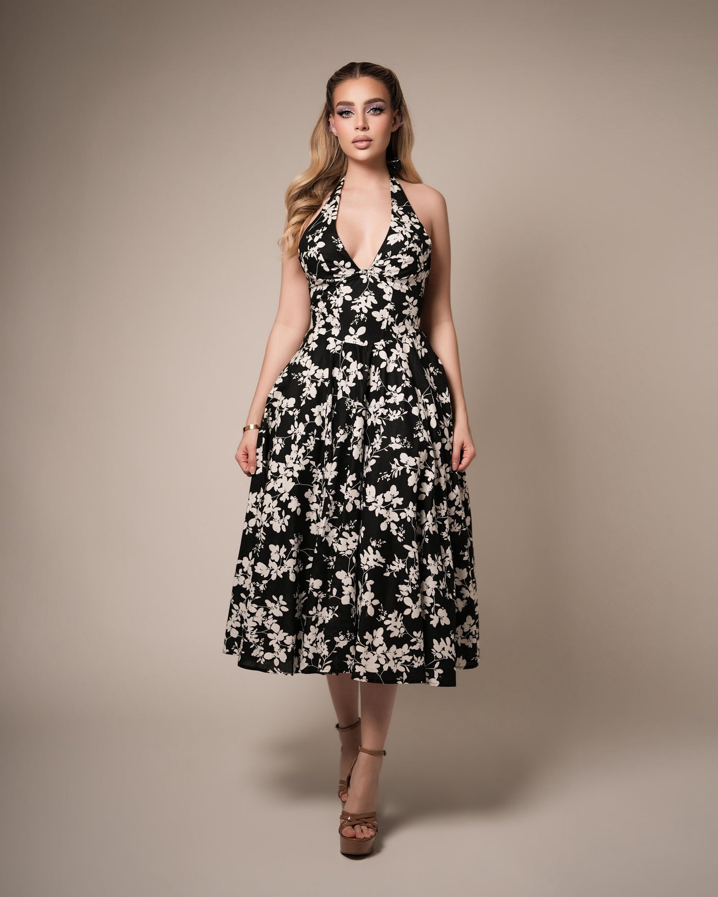 Vestido black flower