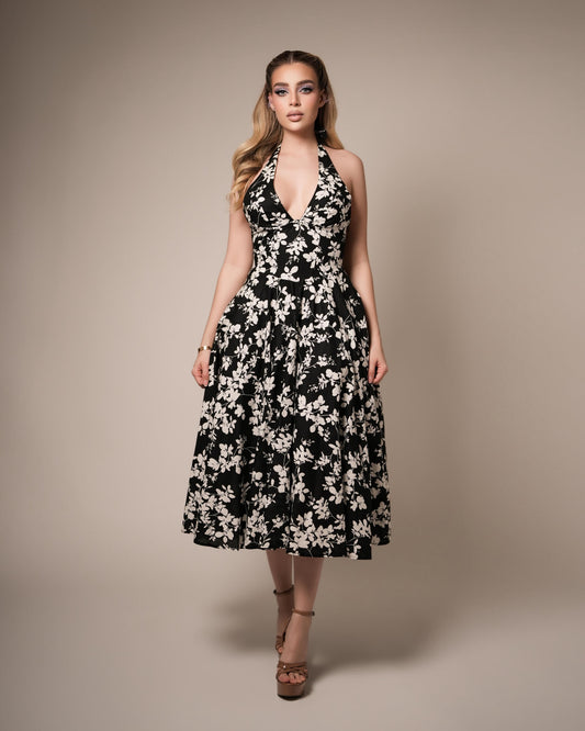 Vestido black flower