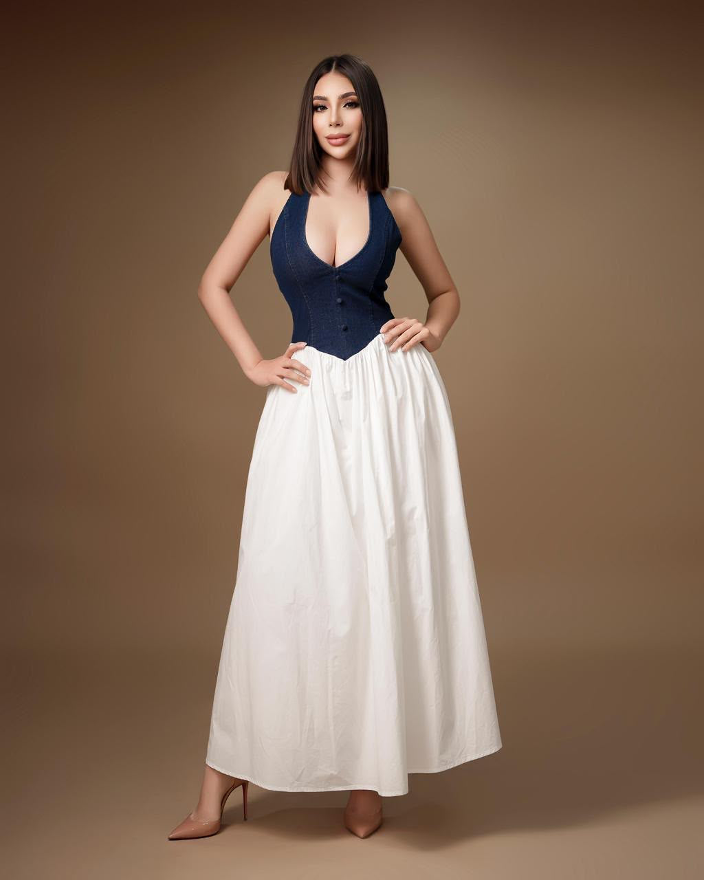 Vestido white denim