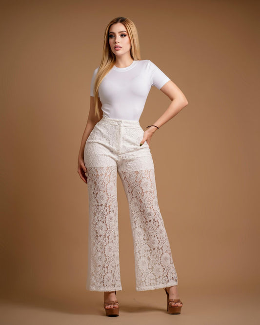 Pantalon white lace