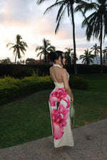 Vestido beige largo flor