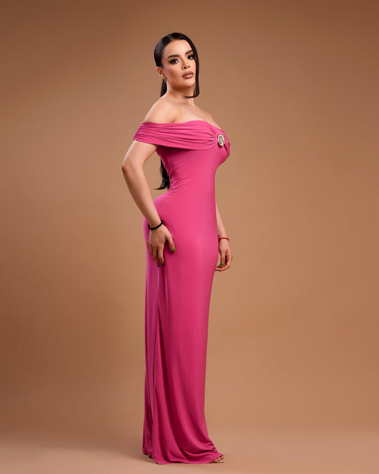 Vestido rosa largo