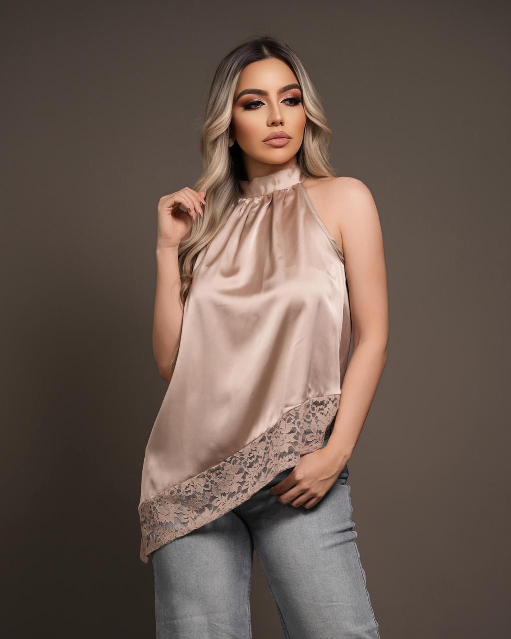 Blusa beige halter