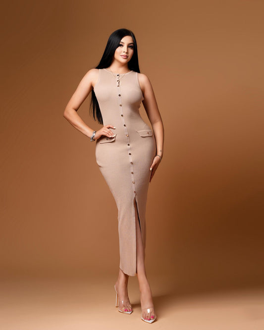Vestido largo beige