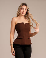 Strapless top brown