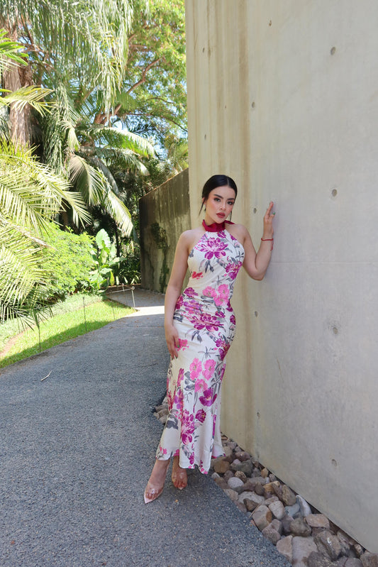 Vestido blanco estampado flores
