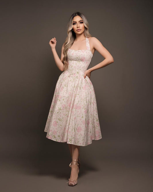 Vestido midi roses