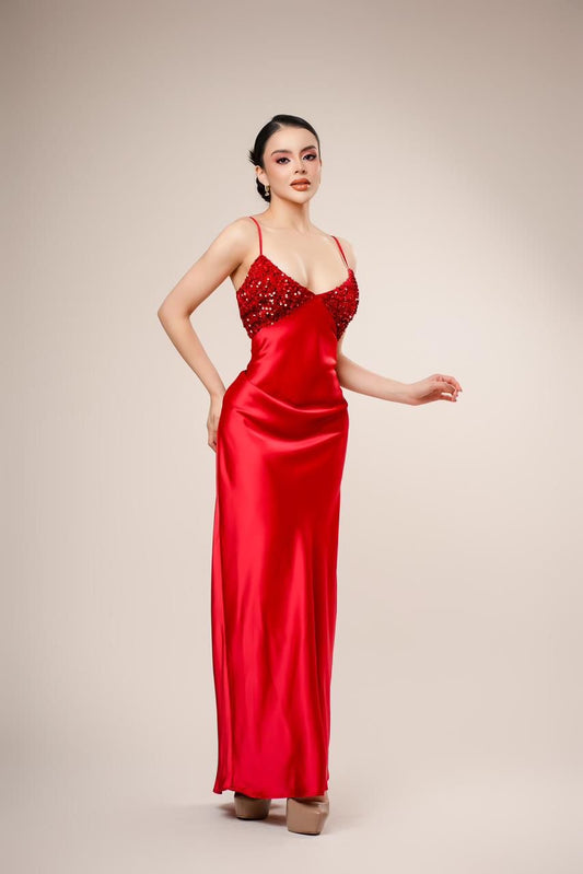 Vestido satin red