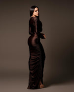 Vestido strapless brown