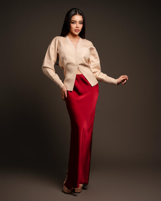 Falda satin burgundy