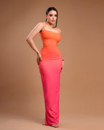 Vestido rosa con naranja