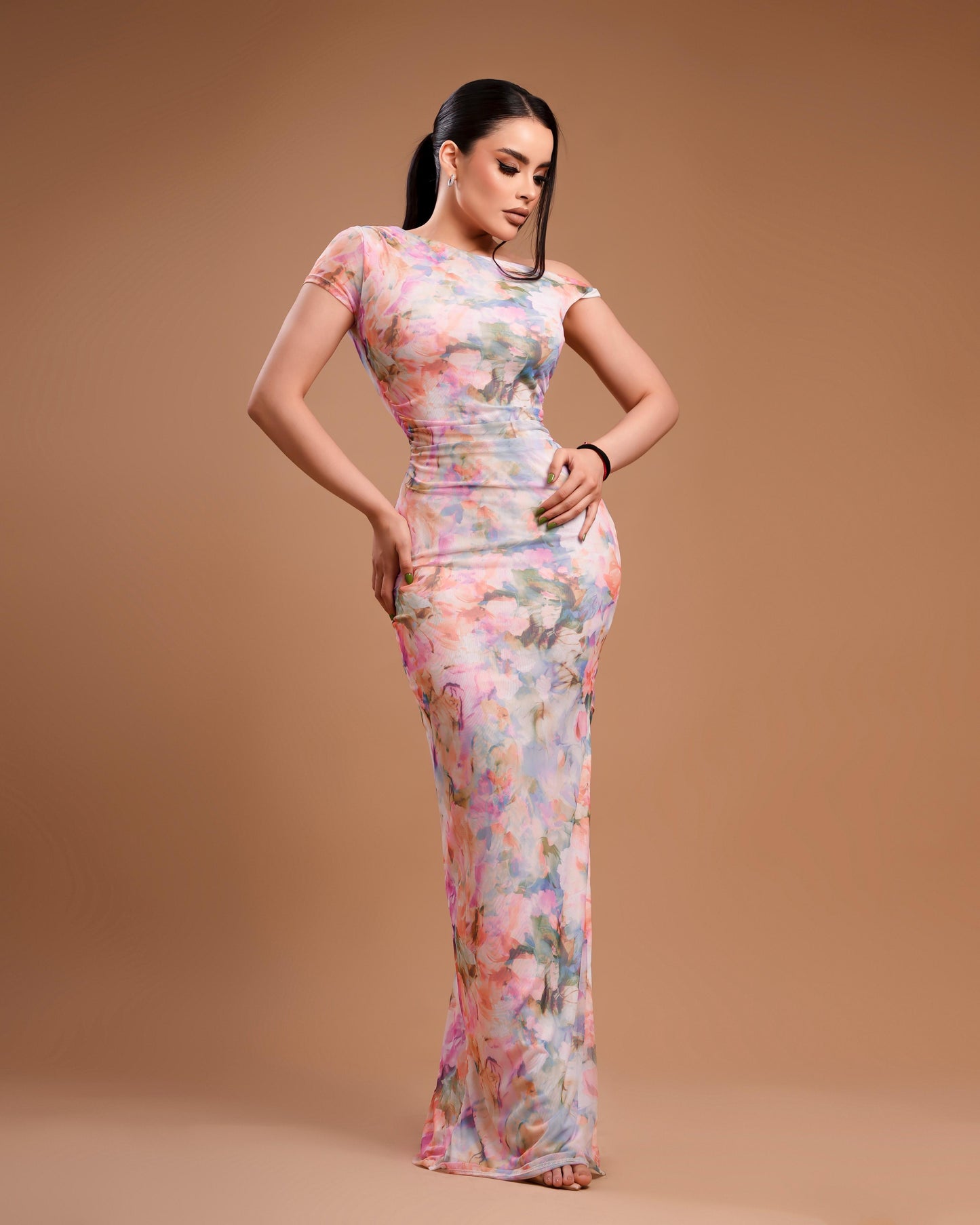 Vestido largo multi flores