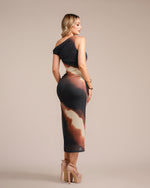 Vestido mesh coffee