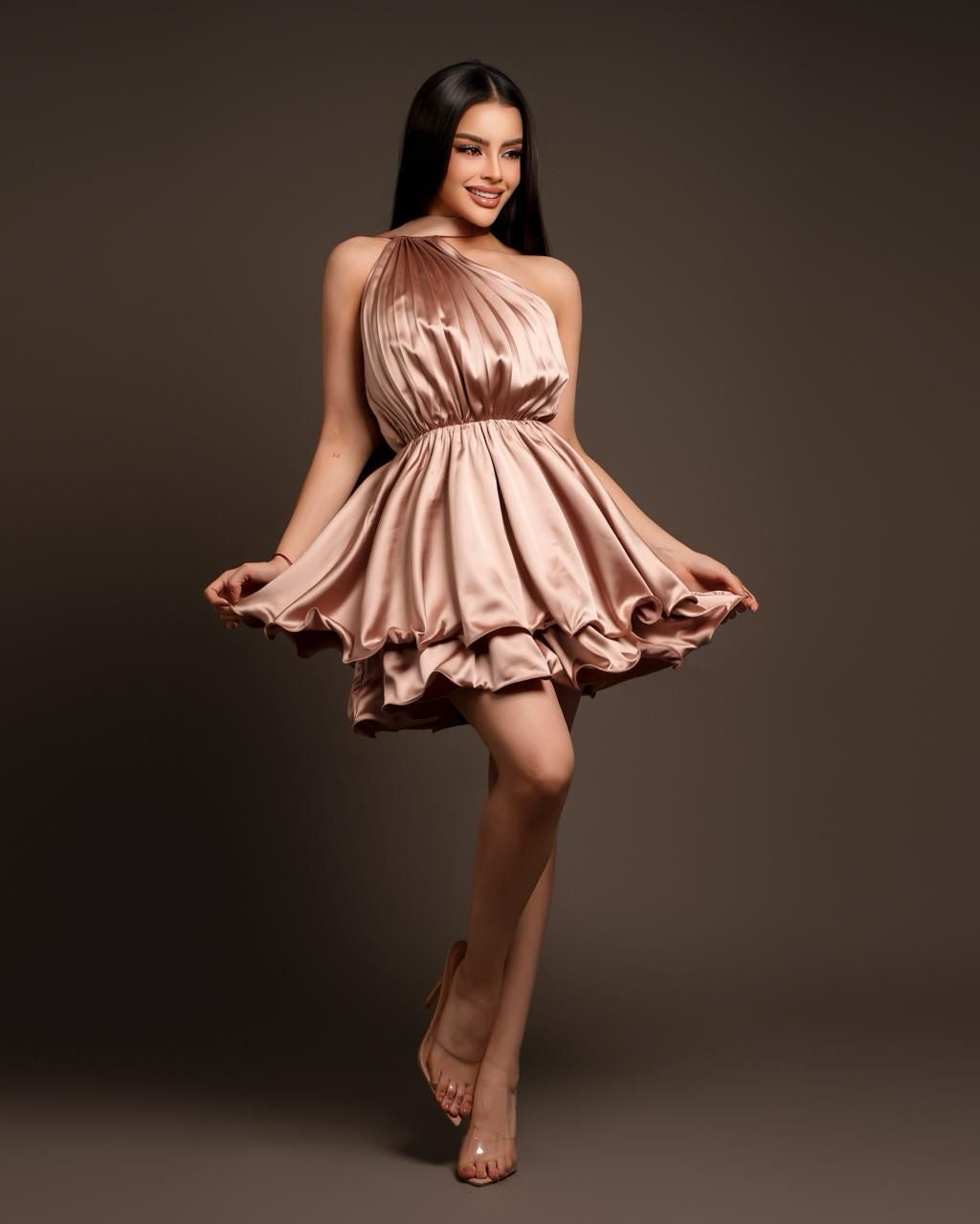 Vestido brown gold