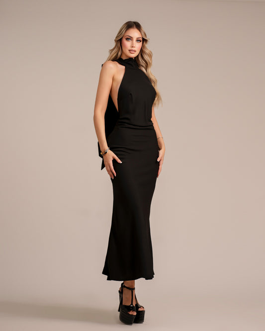 Vestido halter bun black
