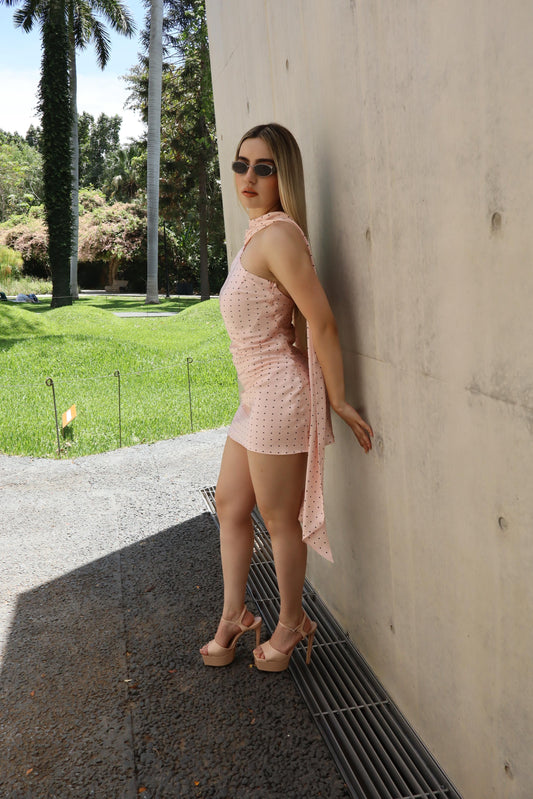 Vestido pink polka