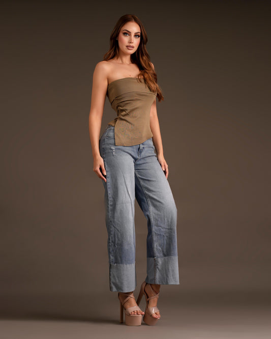 Strapless top green