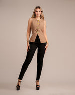 Blusa button café