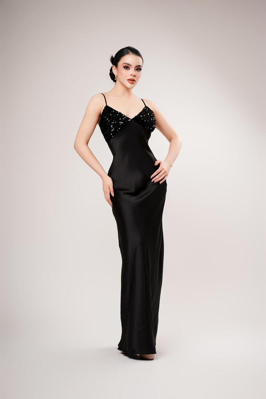 Vestido satin negro