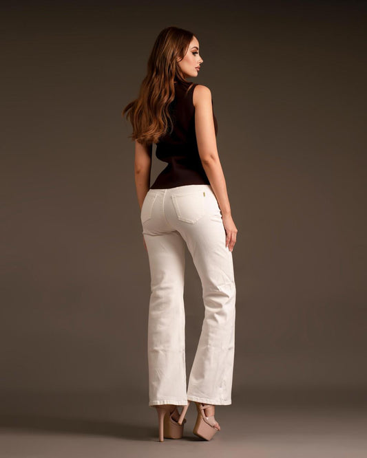 Pantalon flared white