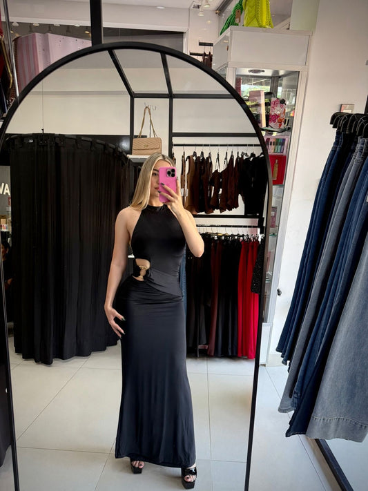 Vestido halter all black