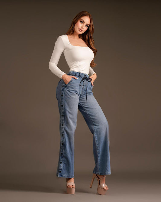 Pantalon button black