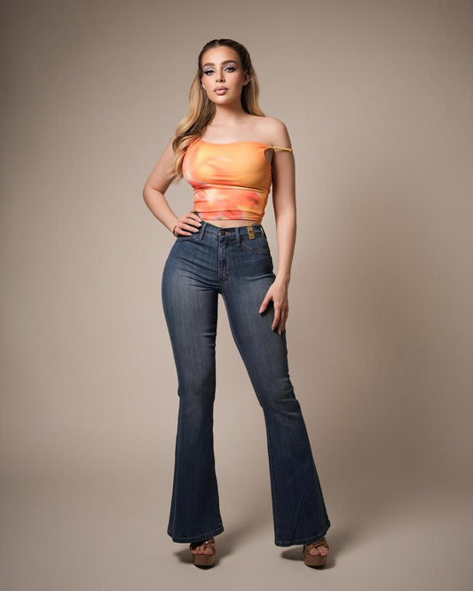 Pantalon denim flare