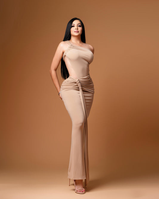 Vestido beige largo