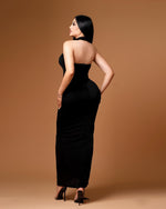 Vestido negro largo botones