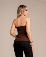 Strapless top brown