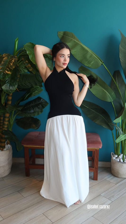 Vestido negro con blanco