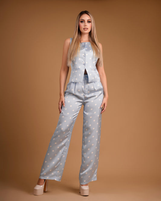 Set de pantalón azul con boleado