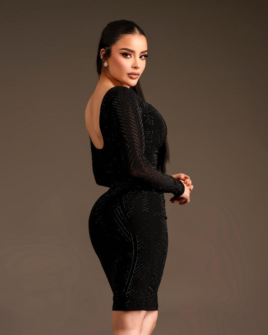 Vestido shiny sleeves