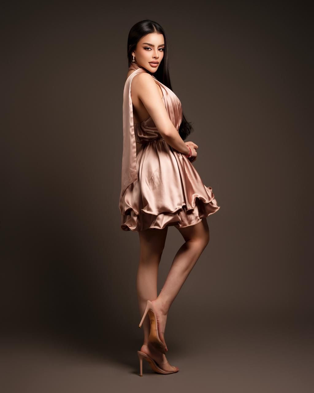 Vestido brown gold
