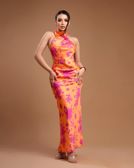 Vestido largo naranja